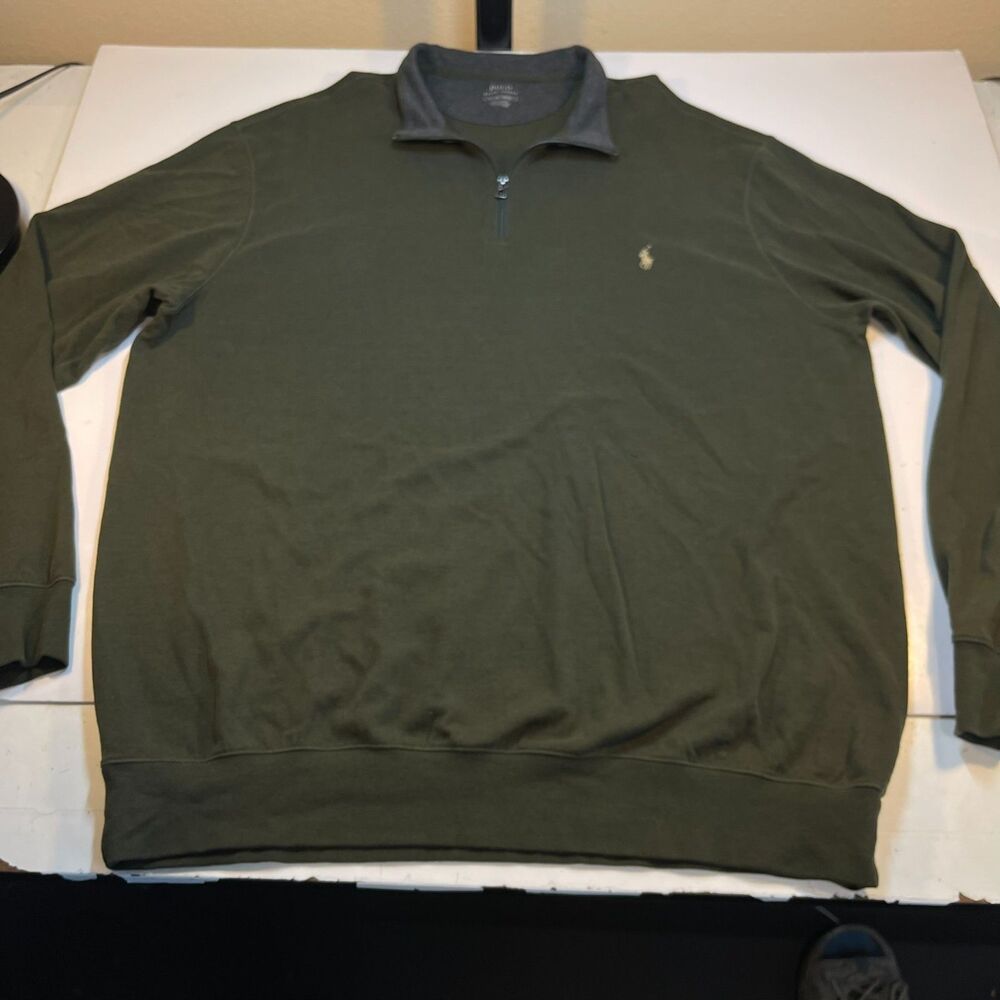 Polo Ralph Lauren 1/4 Zip Pull Over Sweater Shirt Size Mens 2LT Tall Green